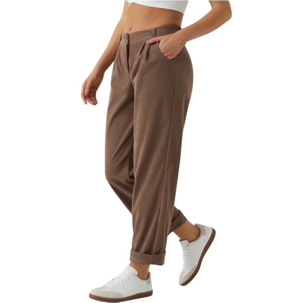 Halara AuraCord Mid Rise Corduroy Casual Pants, Acorn Brown, Women's XS, NWT